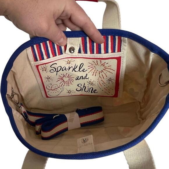 NWT BRIGHTON Red, White, and You Mini Heart Canvas Tote crossbody bag - Picture 6 of 8